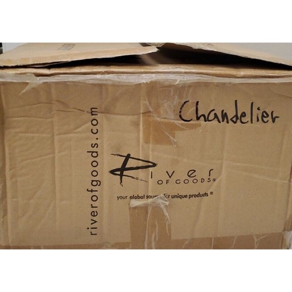 River of Goods 1-Light Silver and Crystal Chandelier with Lattice Shade - Picture 3 of 8